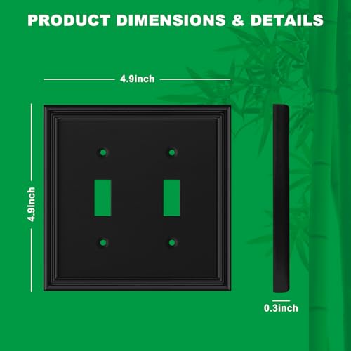 Matte Black Decorative Double Toggle Light Switch Covers Wall Plate - size: 2 Toggle 2 Pack
