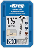 Kreg Zinc Pocket-Hole Screws, Pocket Hole Screws, 250 Count, 1-1/2 Inch