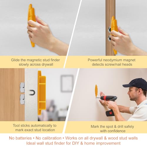 2-Pack Magnetic Stud Finder – No Battery, Locates Screws & Studs