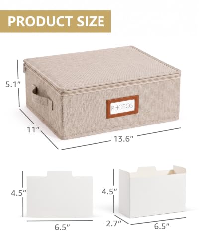 HULISEN Photo Storage Box, Photo Organizer for 2000 4x6 Pictures, Brown - color: Brown