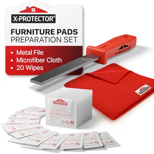 X-Protector Furniture Pads Preparation Set - File, Microfiber, 20 Wipes - size: Prep Set