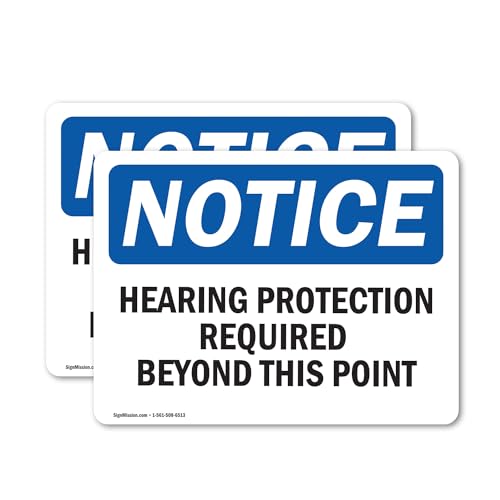(2 Pack) Hearing Protection Required Beyond This Point OSHA Notice Sign 14 Inch X 10 Inch Vinyl Label Decal Sticker Weather Resistant, UV Protected for Workplace, Business, and Construction Site, Made in the USA - size: 14 Inch X 10 Inch, style: Vinyl Dec