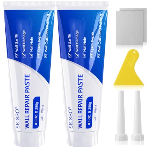 SEISSO Drywall Repair Kit, 500 g Wall Mending Agent- 2 Pack, Wall Spackle Repair Kit with Scraper, Patch for Wall Hole Filler, White Spackle Wall Repair Paste, Plaster Dent - style: 2pcs paste
