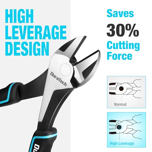DURATECH 7" High Leverage Diagonal Cutters, Side Cutters, Wire Cutters