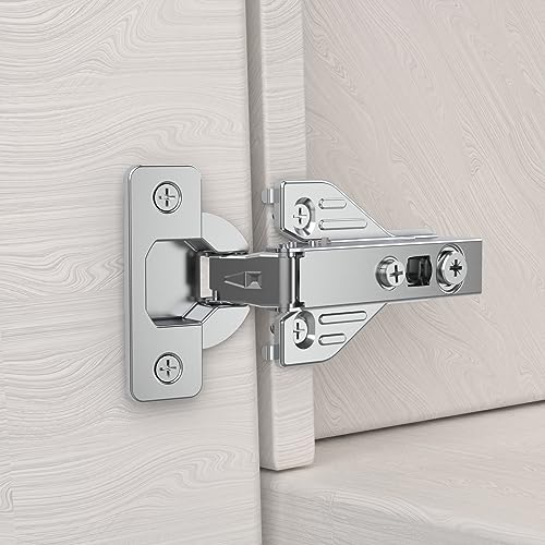 Chibery 50 Pack Full Overlay Soft Close Concealed Hinges, Small Door Gap, Clip-on Plate, Face Frame Door, Self Closing Hidden Satin Nickel 3D Hinge, 105° Open Angle Concealed Stainless Steel Hinges - size: Full Overlay