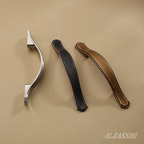Alzassbg Antique Brass Cabinet Pulls and Handles 10 Pack, AL3028AE - color: Antique Brass, size: 3" Hole Center