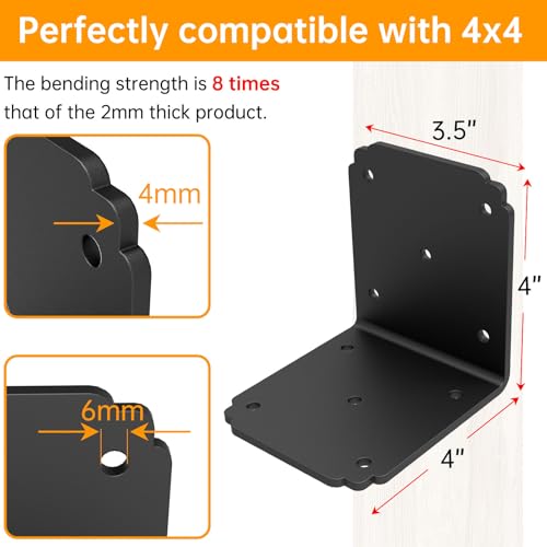 4x4x3.5 Pergola Brackets,Heavy Duty L Bracket for Wood (4PCS) - size: 4x3.5 inch ( 4 Pack )