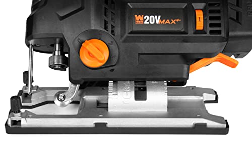 WEN Cordless Jigsaw, Brushless with Auto-Speed, 20V Max 4.0Ah Lithium Ion Battery, and Charger (20670) - size: Handheld, style: Brushless Auto-Speed