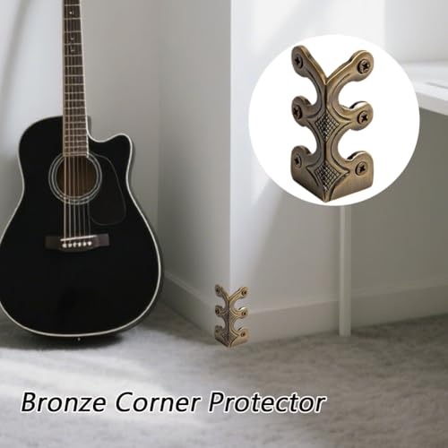 24 pcs Solid Brass Baseboard Corner Protectors, Skirting Board Corner Protectors, Vintage Metal Corner Protector Table Corner Edge Cover Safety Bracket with Screws (Bronze) - color: Bronze