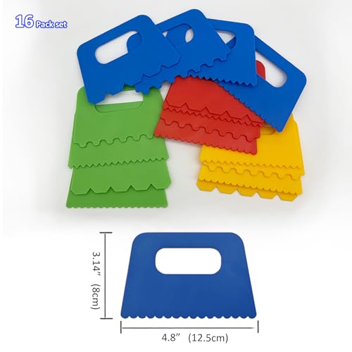 Lependor Plastic Scrapers Kit, 16Pcs Paint Scraper Tool for Arts Crafts Scraping Knife Pottery Painting Tools Drawing Acrylic Putty - 16 Packs