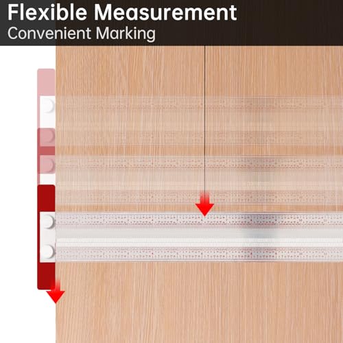 12" Precision Marking T-Rule, Stainless Steel Scribe Line Ruler with Holes for Cutting Sawing, Scribing Ruler Woodworking Marking Tools Carpenter Draft Measuring T-Square with Stops (12 inch) - size: 12 inch