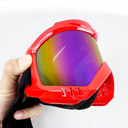 Motorcycle Goggles 2 Pack - MX Goggles for ATV Motocross Dirtbike - color: (Red & Black)color Lens