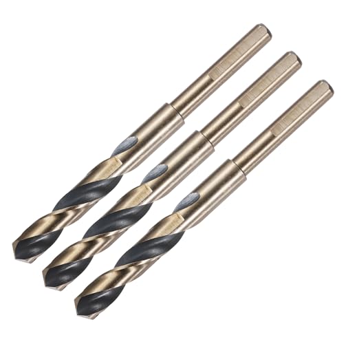 uxcell 3pcs Reduced Shank Twist Drill Bits 13mm Black Nitride & Gold Titanium Coated High Speed Steel 4341 with 10mm Shank for Stainless Steel Alloy Metal Plastic Wood - size: 13mm x 10mm