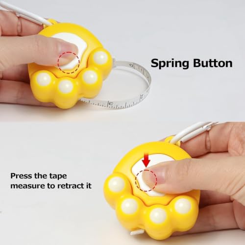 Yellow Cat Paw Fashion Measuring Tape 79", Sewing Gifts w/Keychain - color: A2-Yellow Cat Paw