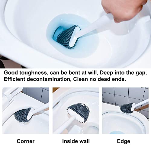 Sellemer Silicone Toilet Brush, Ventilation Slots Holder 2 Pack Pearl White - color: Pearl White-2pcs