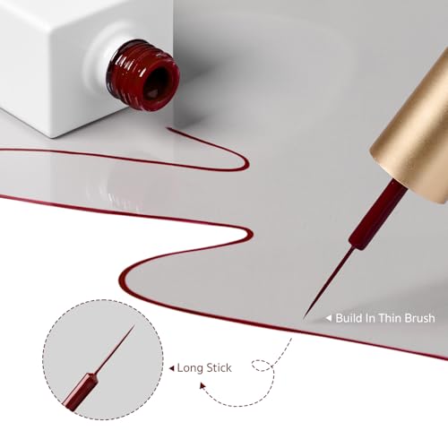 GAOY Red Swirl Gel Nail Polish Art Liner, 12ml Dark Red Color - color: Dark Red