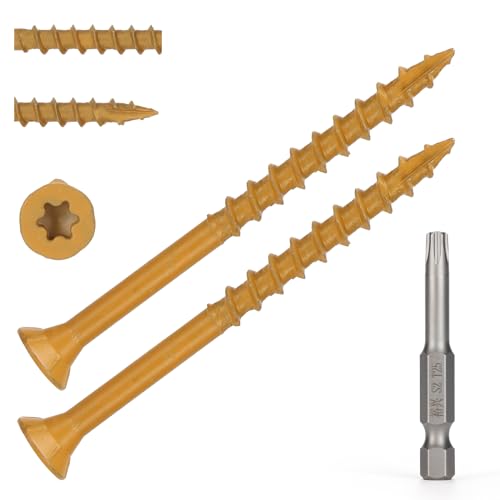 Wood Screws #10 x 2-1/2’’, T25 Star Torx Drive Flat Head Deck Screws, Tan, 79Pcs (1lb) - color: Tan, size: 10X2-1/2’’