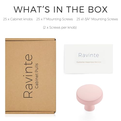 Ravinte Pink Drawer Pulls, 1-1/4 Inch Cabinet Knobs,25 Pack - color: Pink