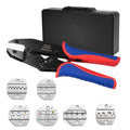 Wire Crimping Tool, Ratcheting Wire Crimper Set with 6 Replaceable Dies, Heavy Duty Crimper for Heat Shrink, Insulated Nylon, Non-Insulated, Wire Ferrules, Open Barrel Terminals and Solar Connectors