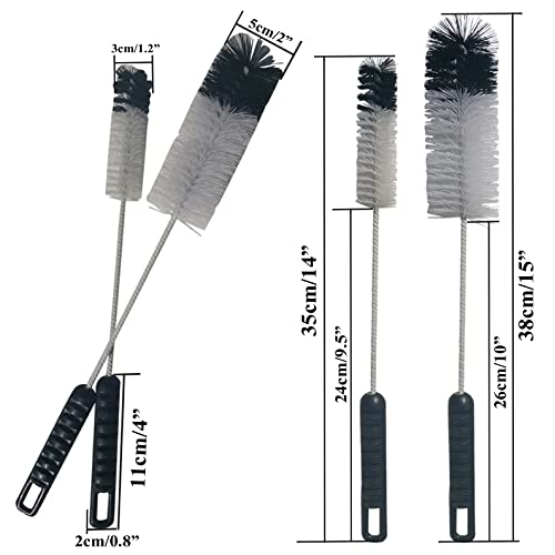 Bottle Brushes Thin Long Handle X 4, Soft Nylon Slim Wire Set