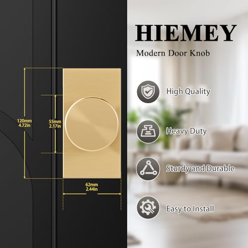 Satin Brass Gold Door Knobs Privacy Door Knobs Interior with Lock - color: Brushed Brass