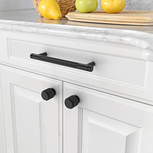 Asidrama 10 Pack Matte Black Kitchen Cabinet Knobs - Knurled Dresser Drawer Cabinet Hardware Zinc Knobs for Dresser Drawers - color: Matte Black, style: 10 Pack