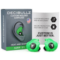 Decibullz Custom Molded Ear Plugs, 31dB NRR Shooting Ear Protection (Green) - color: Green