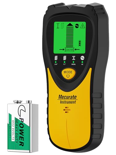 Mecurate 5-in-1 Stud Finder Wall Scanner for Studs, Metal & Live AC Wires - color: Yellow