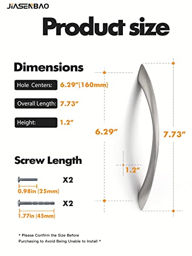 10 Pack Brushed Nickel Cabinet Pulls 6.3 Inch Arch Twisted Silver Handles Drawer Kitchen Cupboard Bathroom Dresser Cabinet Hardware Zinc Alloy - color: Brushed Nickel, size: 6.3 inch Hole Centers