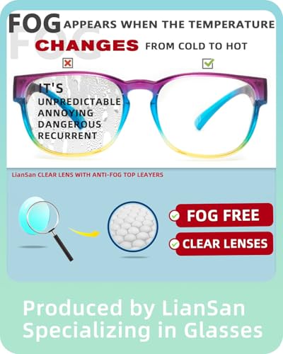 LianSan Safety Glasses Over Eyeglasses for Women - Anti-Fog Goggles Fit Over Eyewear for ANSI Z87.1 Certified - color: Multicolor/Clear