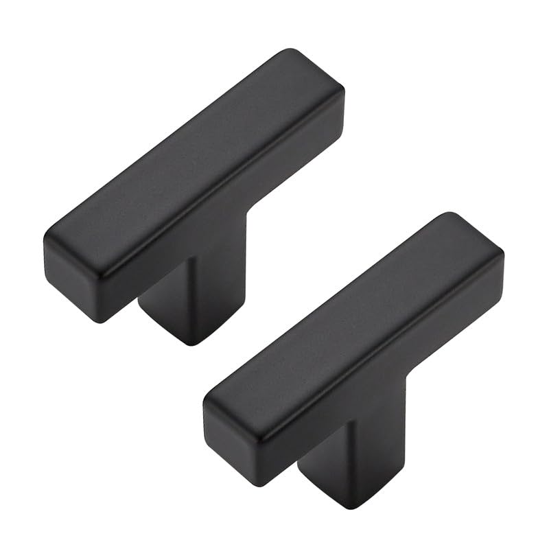 3 Pack Black Cabinet Knobs, 2in Length Square Bar Drawer Pulls | Single Hole Grip, Stainless Steel Build, Kitchen Cabinet Restyle, For Drawers, Dressers, Cupboards, Closet Doors - color: Matte Black, size: 3 Pack, style: Square