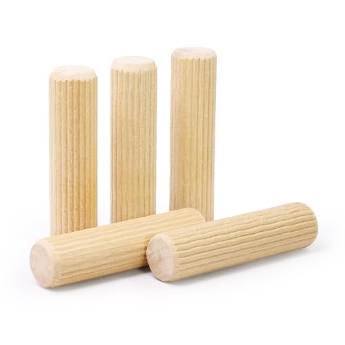 1/2" x 2" Wooden Dowel Pins, FoDau770 Fluted Wood Dowel Rods, Natural Beech Wood Dowel Pegs for Crafts, Woodworking, DIY Furniture - 200 Pieces - size: 1/2" x 2"