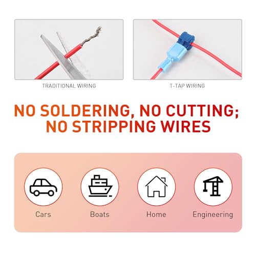 Nilight 120PCS/60 Pairs Blue T-Tap Quick Splice Disconnect Wire Terminals - size: 120Pcs 16-14AWG