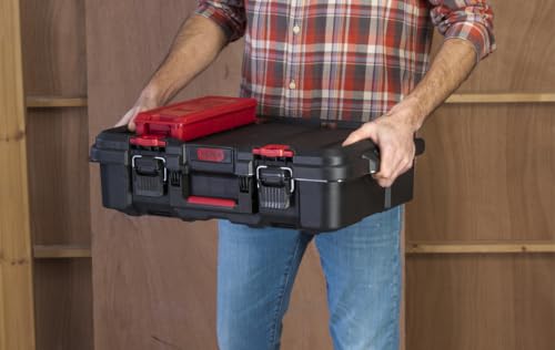 Keter Stack N' Roll Power Tool Case with Removable Dividers - color: Black/Red, size: Power Tool Organizer