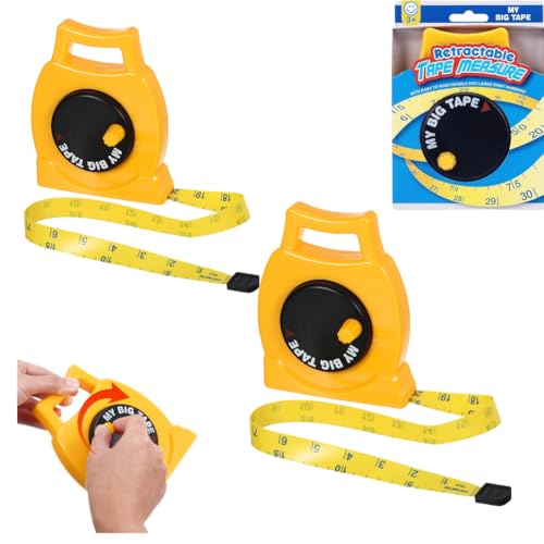 2Pack Kids Measuring Tape Retractable Tape Measure with Inch&Centimeter Kids Measuring,Ages 3+,Retractable Toy, 3. 3ft,Construction Toy,Back to School for Toddlers,Height Measurement Counting Tool