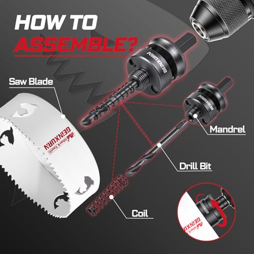 Geinxurn 5 Inch(127mm) Hole Saw, 1PC HSS Bi-Metal Hole Saw Kit with Shark Tooth Hole Cutter for Wood,Drywall, PVC Boards and Thin Metal - color: 1 PCS 5"