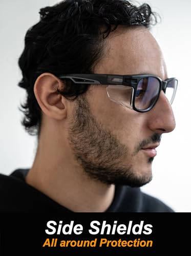KOZIFACE E52 Anti-Fog Safety Glasses, ANSI Z87.1 Eye Protection with Side Shields, Clear Lens, Lightweight for Work, Lab DIY - color: Black
