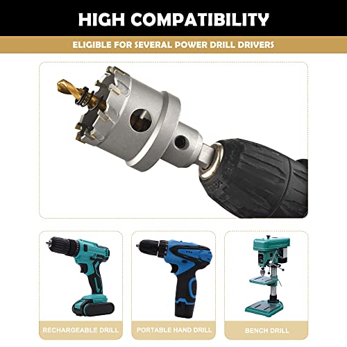 23PCS Carbide Hole Saw Kit,TCT Hole Saw Set for Metal,Tipped Tooth Cutting Hole Saw Within 5/8'' to 3-15/16'' Cutting Diameter - size: (5/8'' to 3-15/16'')-23PC