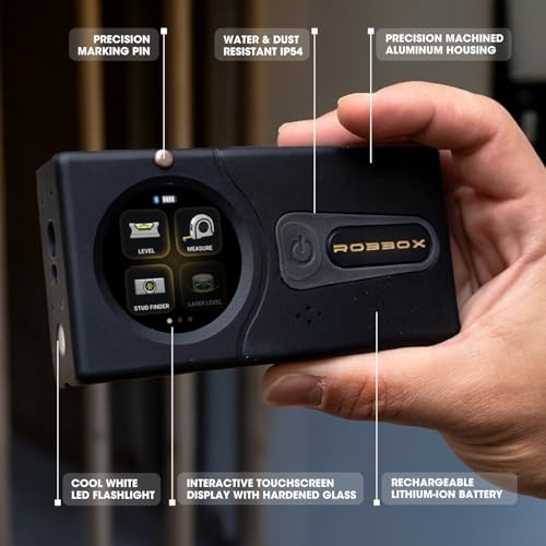 Sennses Pro Device | Dual-Laser Distance Meter | Two-Axis Smart Digital Level | Stud Finder | Precise Measurements w/Smart Features | Dust & Water Resistant IP54 | Robbox App for iOS & Android