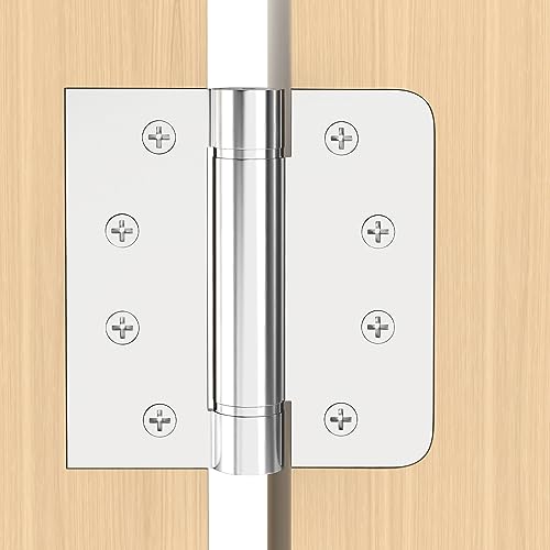 Self-Closing Door Hinges 4Inch 304 Stainless Steel Hinges Spring Hinge Heavy Duty Hinges with Square Rounded 5/8" Radius Corner Adjustable Tension 2 Pack - style: C hole - Square&Round