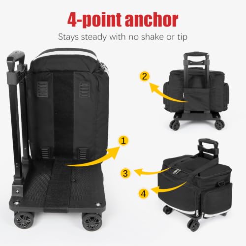 Medical Bag Rolling Roller Bag Trolley Duffel Nurses EMT CNA RN Empty for First Aid Responder Home Health Care Nursing Student Roll Duffle Bag Carry on Wheels Wheeled Work Physicians Doctor - color: Black