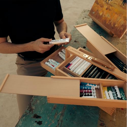 MEEDEN Portable Artist Supply Storage Box: Foldable Beech Wood Box - color: Natural
