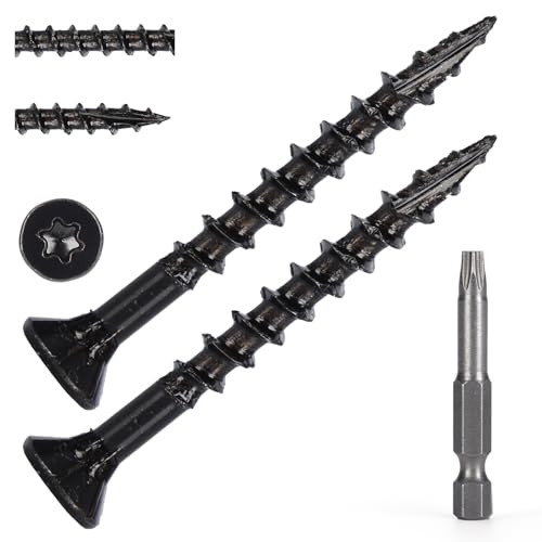 Wood Screws #8 x 1-5/8’’, T25 Star Torx Drive Flat Head Deck Screws, Black, 154Pcs (1lb) - color: Black, size: 8X1-5/8’’