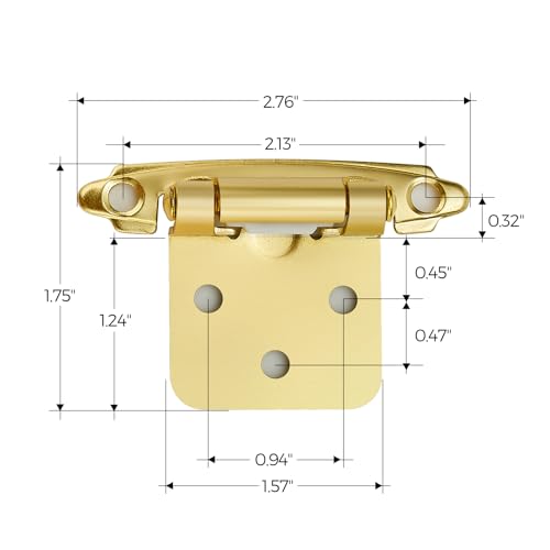 Ravinte Gold Cabinet Hinges, 1/2 Inch Overlay, 60 Pack (30 Pairs) - color: Gold