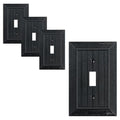 4-Pack Classic Beadboard Polycarbonate Toggle Light Switch Cover Plate - color: Matte Black, size: 1 Toggle 4PK