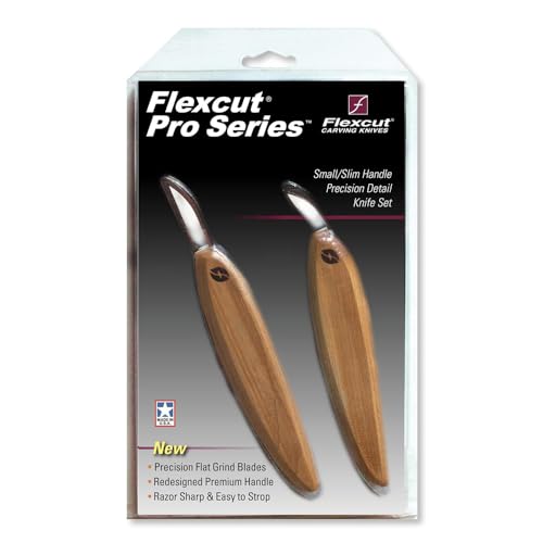 Flexcut Pro Series Wood Carving Tools, 1 Inch Chip Knife & 1-3/8 Inch Detail Knife with Smaller Ergonomic Handles (FP100)