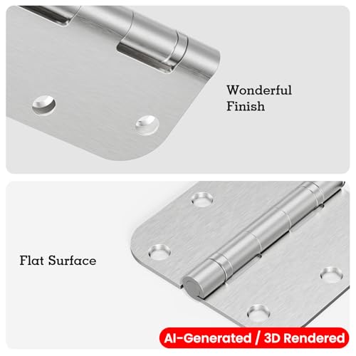 TDCHINGES Rounded Brushed Nickel Door Hinges 3.5 Inch 5/8" Lasting Mute - color: Satin Nickel-Rounded, size: 12 Pack-Ball Bearing-lasting no squeak