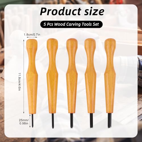 5 Pcs Linocut Carving Tools Set,V-Shaped Wood Linoleum Carving Chisels for Printmaking,Woodcarving Knives for Beginners Artists(1.5mm, 2mm, 3mm, 4mm, 5mm)