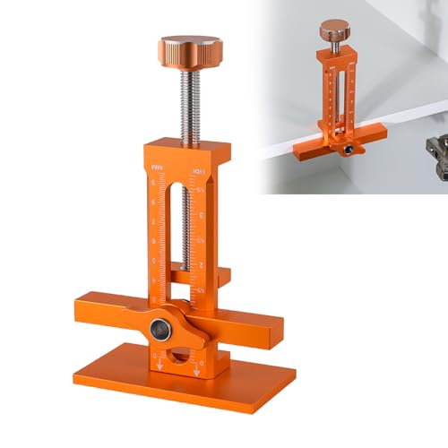 Cabinet Door Mounting Jig with Support Base, Installation Tool for Frameless or Face Frame Cabinet Doors, Adjustable Aluminium Alloy Hardware Jig for Wall and Base Cabinets