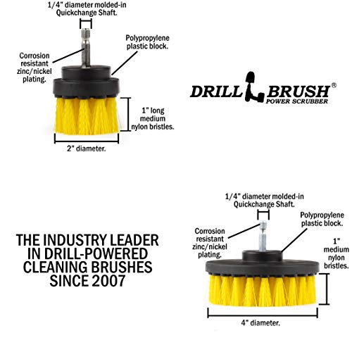 Drill Brush - Drill Brush Kit - Drill Brushes for Cleaning - Shower Cleaner - color: Yellow
